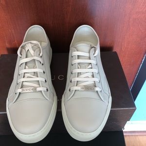 Gucci Leather Sneaker Size 12 Mystic White NEW